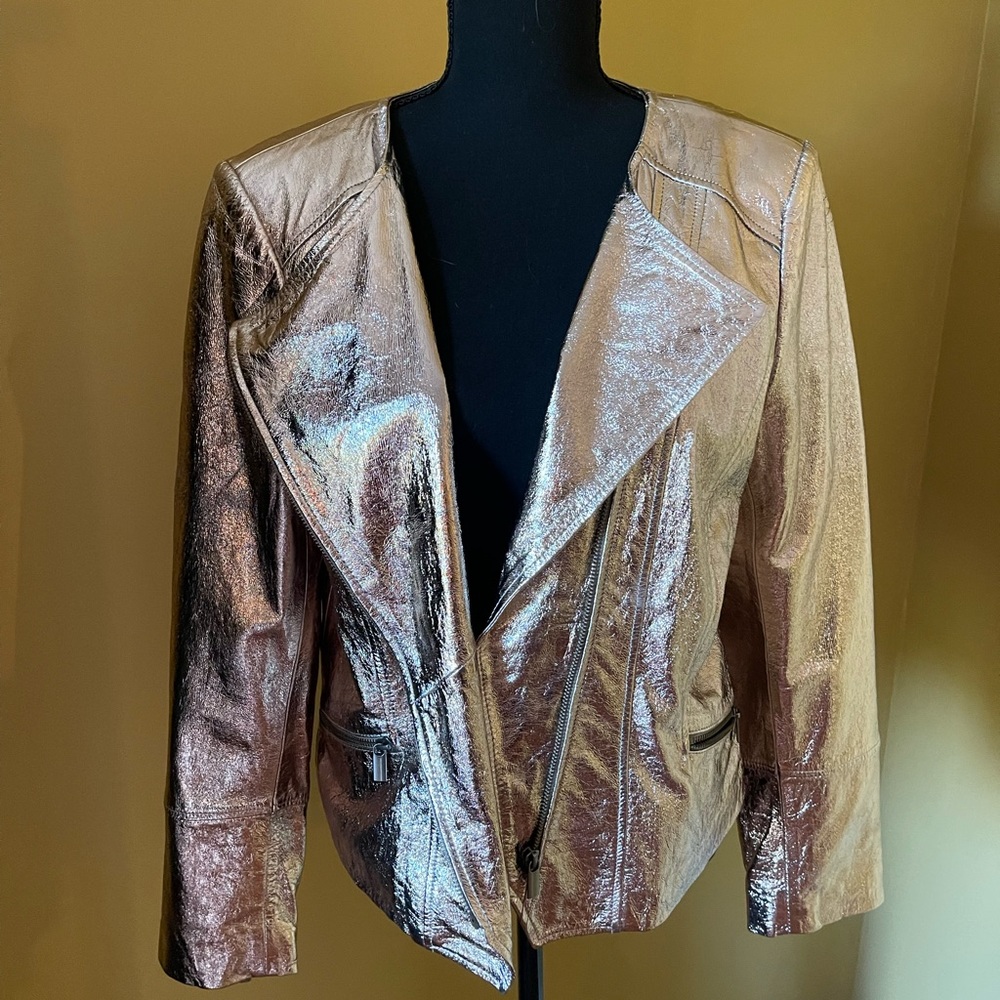 Genuine leather gold White House black market jacket